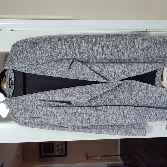 Roz & Ali Sweaters - Roz & Ali Heather Gray Open Cardigan, Size XL
